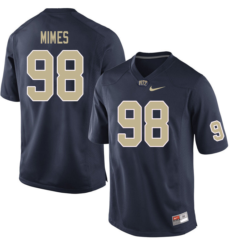 Men #98 Kaymar Mimes Pittsburgh Panthers College Football Jerseys Sale-Navy